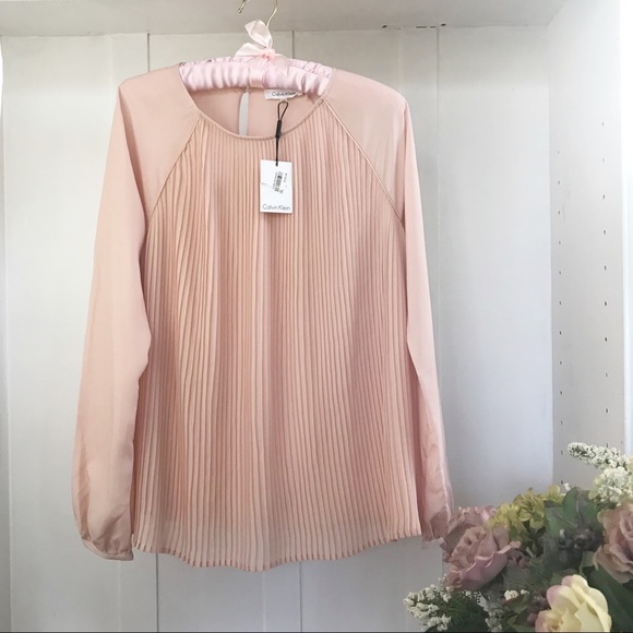 Calvin Klein Peach Pleated Blouse NWT - Picture 1 of 8